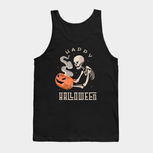 Happy Halloween Skeleton With Jack O' Lantern Tank Top